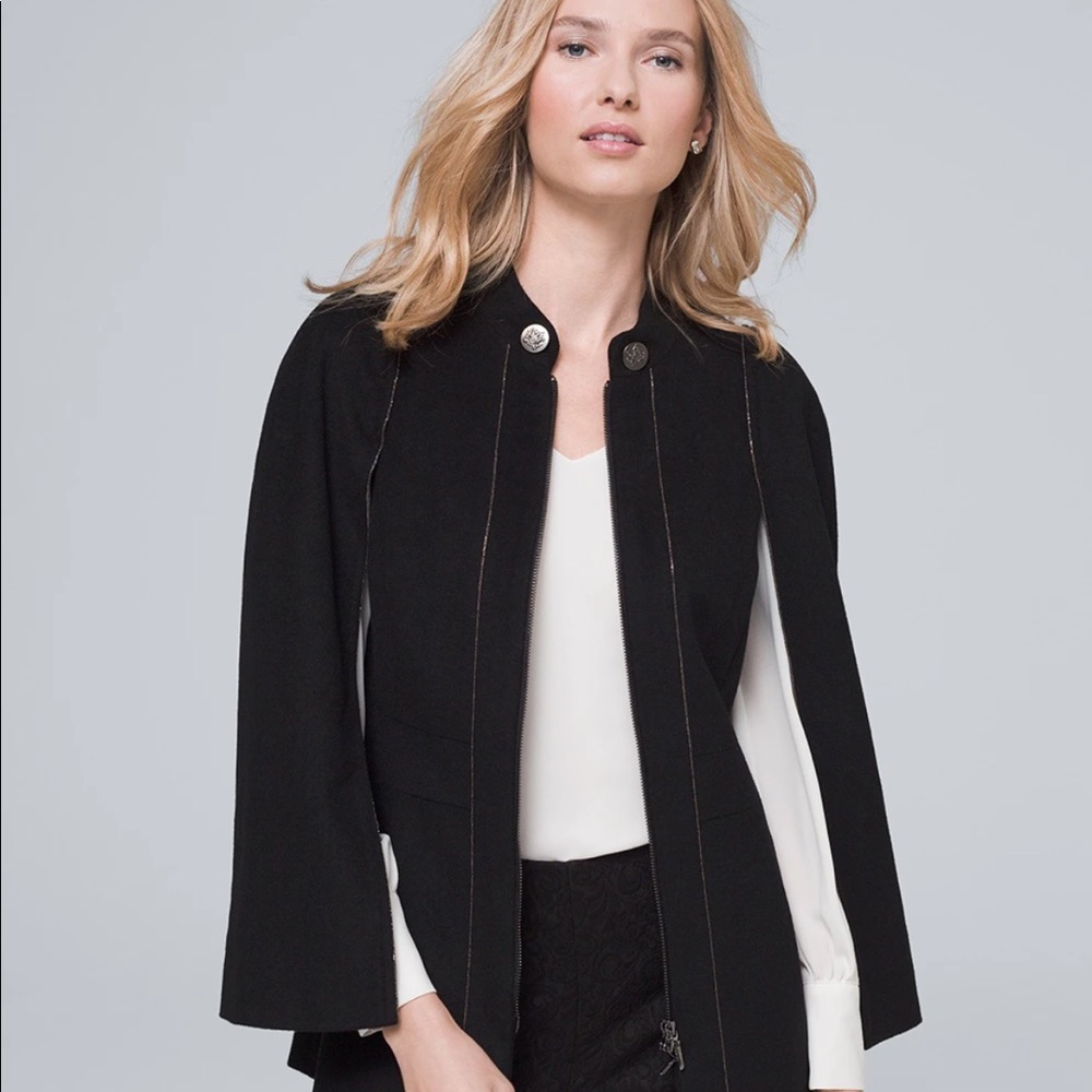 White House Black market Ball Chain-Trim Cape